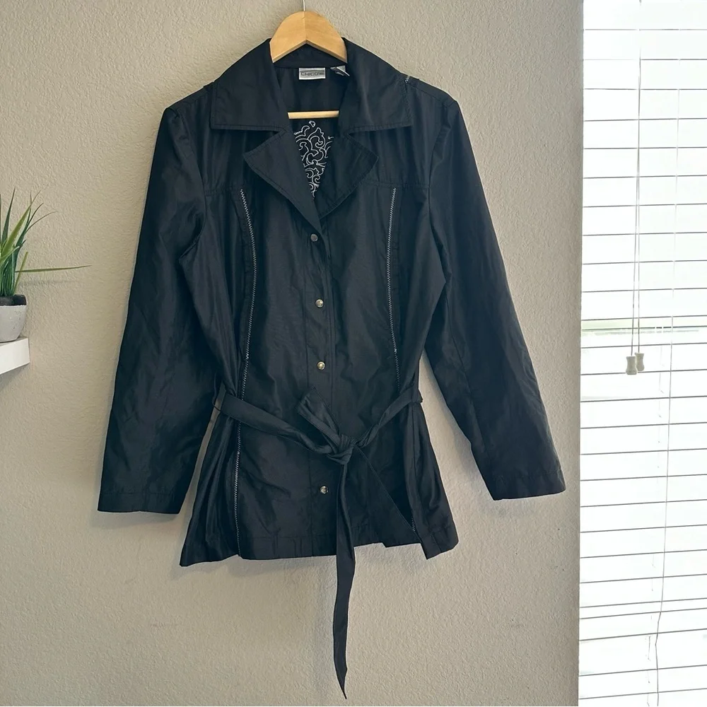 Chico’s Topper Julitta black lightweight windbreaker jacket size